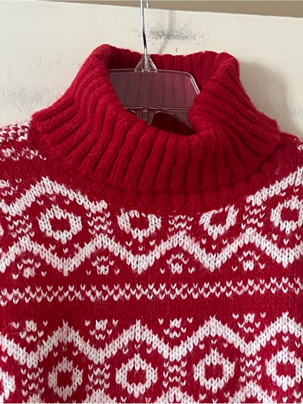 Joseph A. Designer Red & White Fair Isle Turtleneck Sweater Women’s Size 1X - Picture 8 of 14